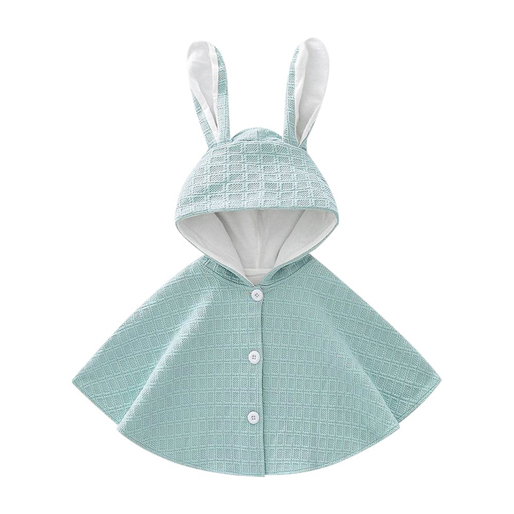 JoyNa - 保暖斗篷 長耳朵連帽造型 寶寶披風 棉布-藍長耳朵兔