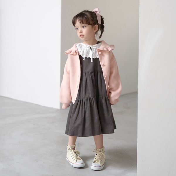 日本 Lycee mine - 可人兒蛋糕分層長袖洋裝(蕾絲領可拆)-粉紅