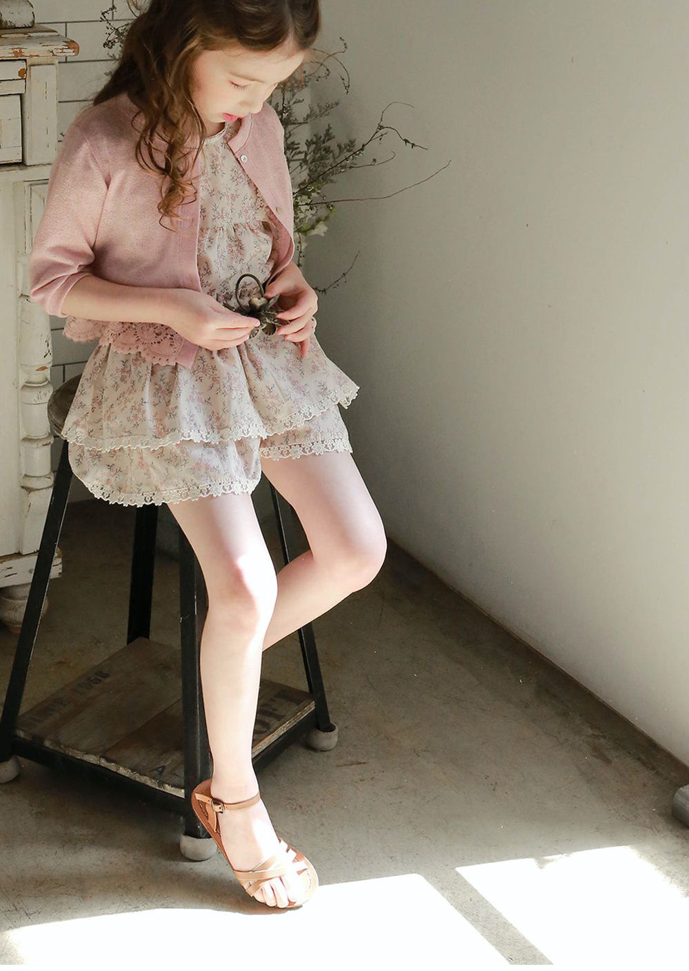 韓國 PuellaFLO - 蕾絲滾邊蛋糕褲裙-粉紅花