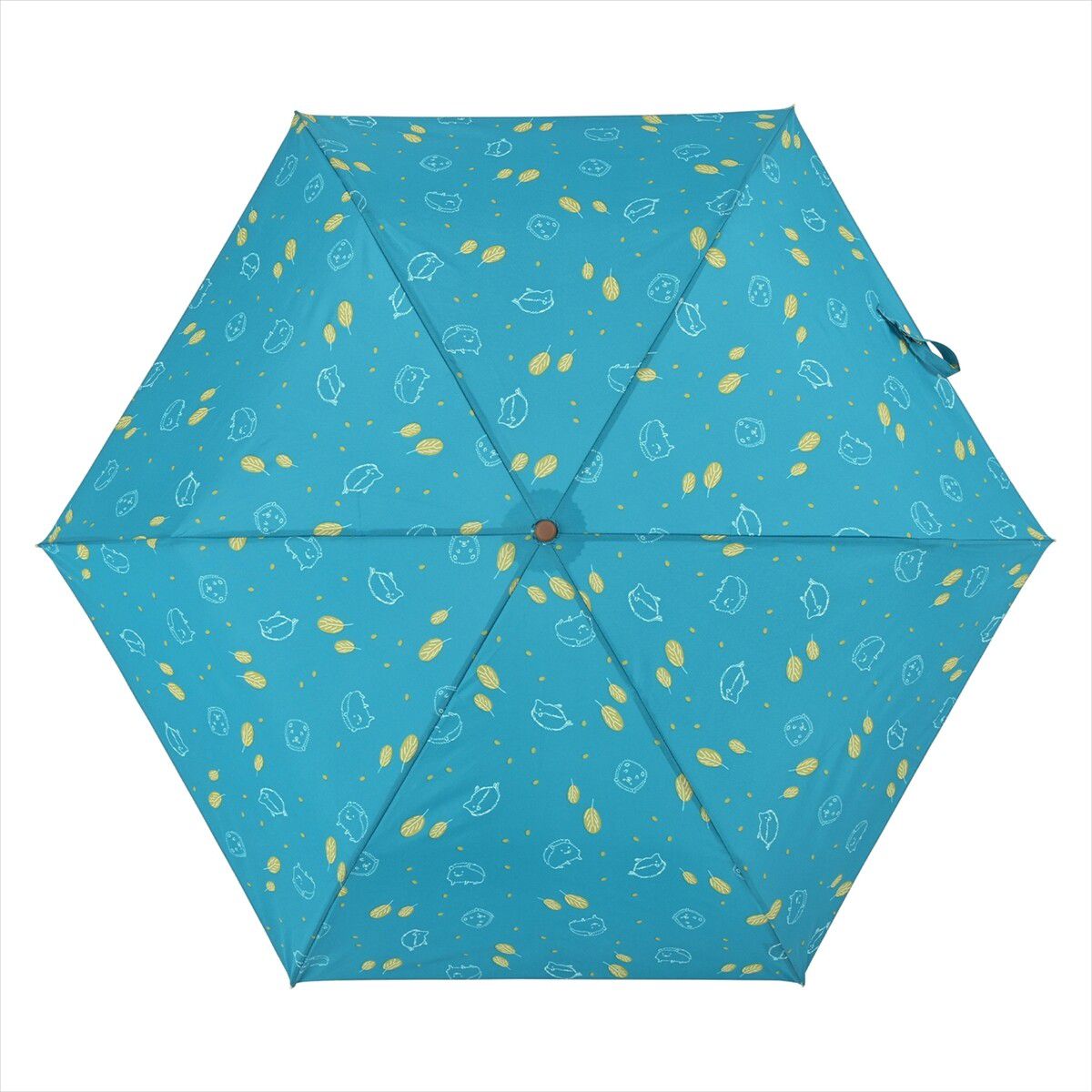 日本 nifty colors - 抗UV輕量 晴雨兩用折疊傘-刺蝟小森林-藍綠 (直徑90cm/168g)-80.00%