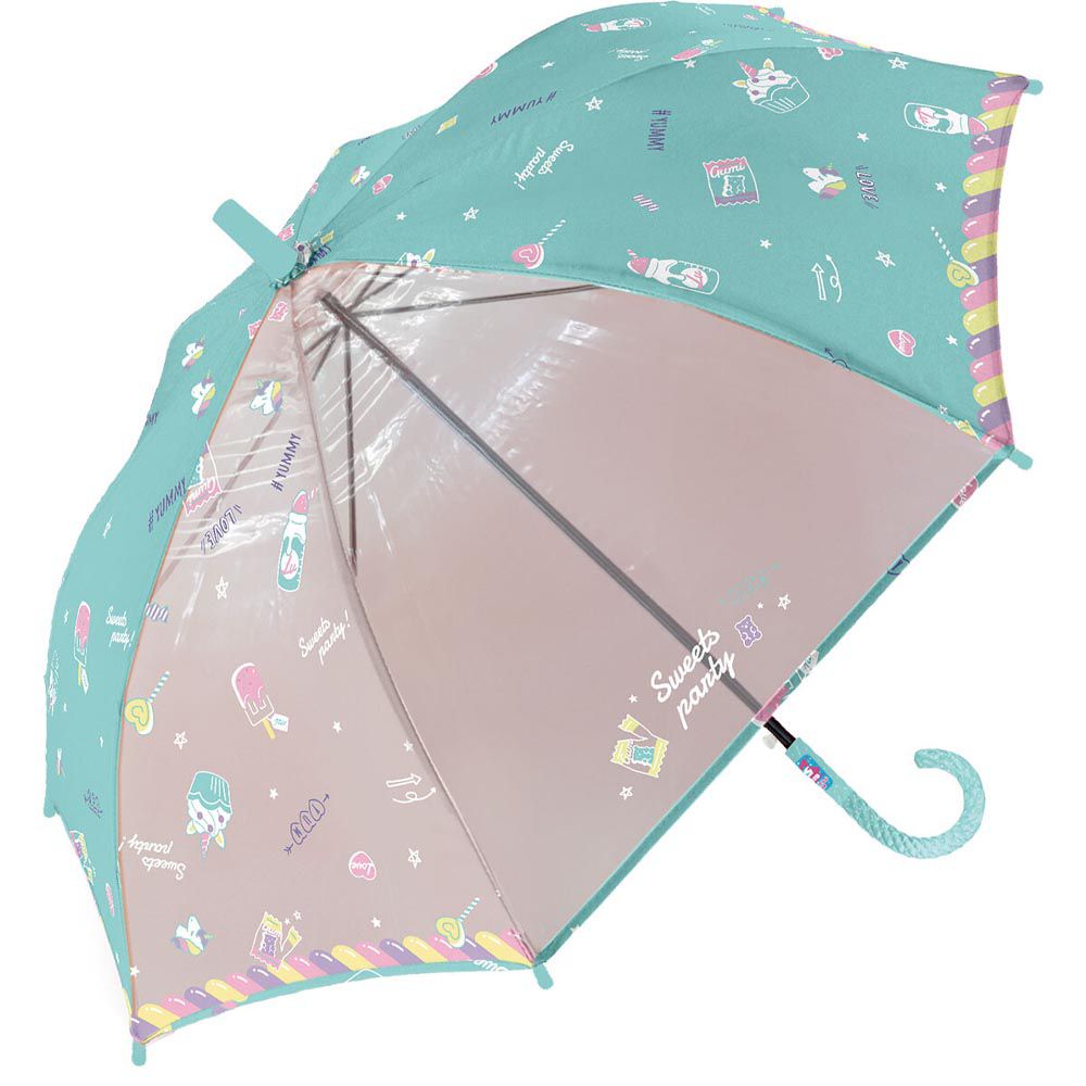 日本中谷 - 透明窗設計兒童雨傘/直傘-獨角獸甜點-薄荷 (50cm(身高115-125cm))