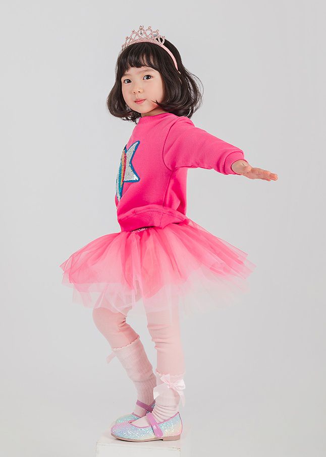 韓國 OZKIZ - 漸層色三層網紗內搭褲裙-莓果粉