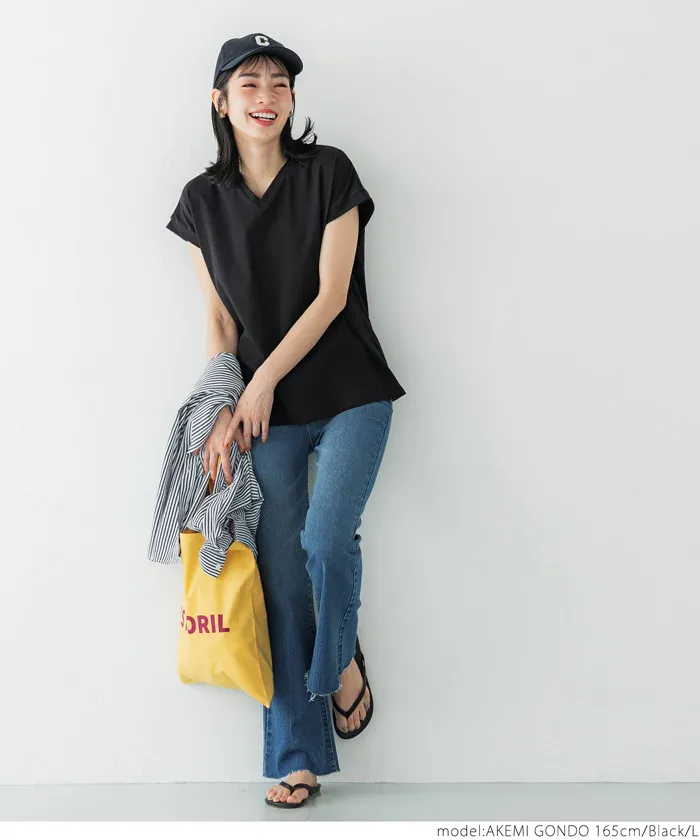 日本 COCA - 100%美國棉厚磅短袖上衣-V領-白