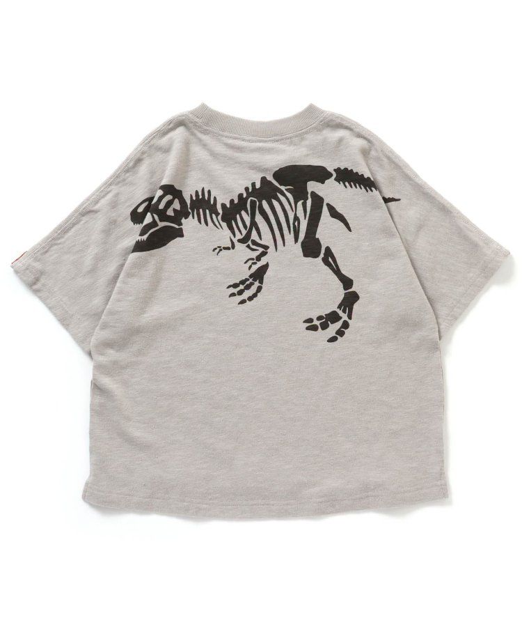 日本 BREEZE - 聯名款 恐龍骨骼剪影短袖上衣-灰