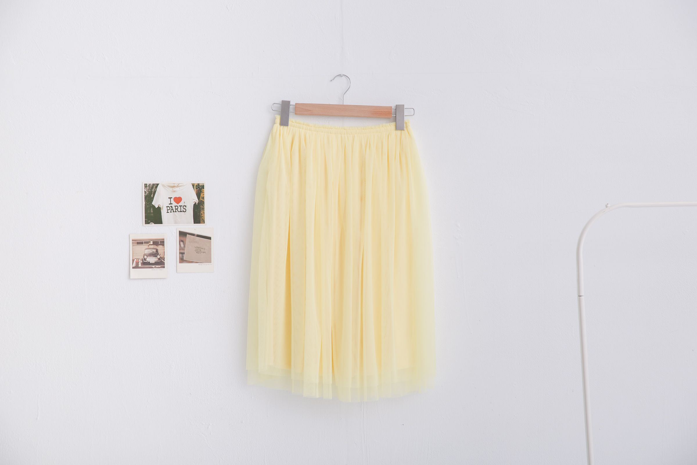 Peachy - 獨家訂製綿柔半身紗裙-半身中長版-嫩鵝黃 (F)