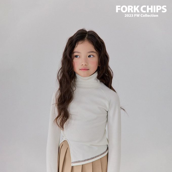 韓國 FORK CHIPS - 鬆緊腰裝飾百褶裙微喇叭長褲-卡其