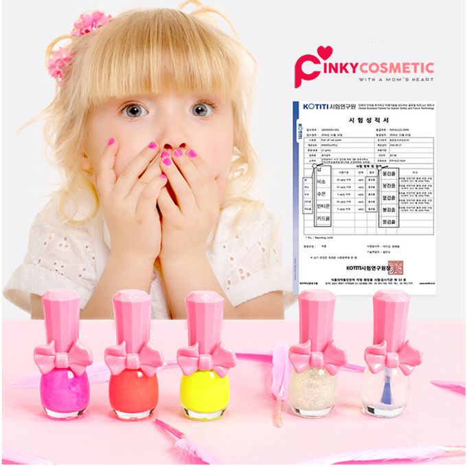 韓國PINKY - 韓國兒童指甲美容裝扮套裝組-指甲油與潤唇膏顏色隨機搭配