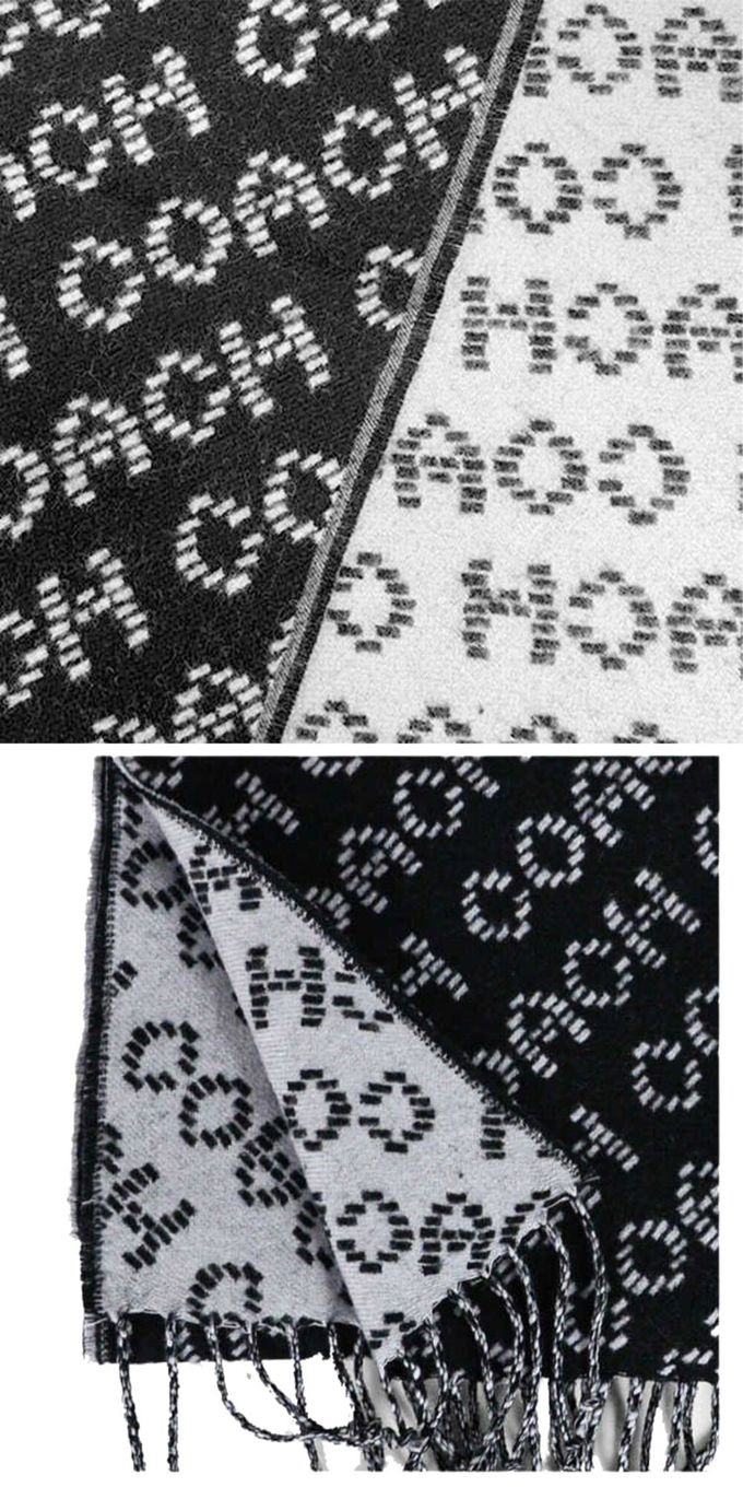 COACH - 滿版LOGO羊毛圍巾 (黑白)