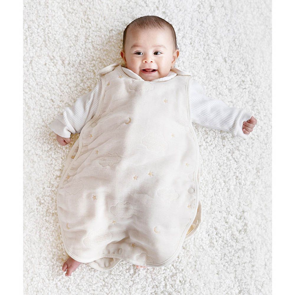 新生兒6層棉紗防踢被-米白色 (50~70cm)