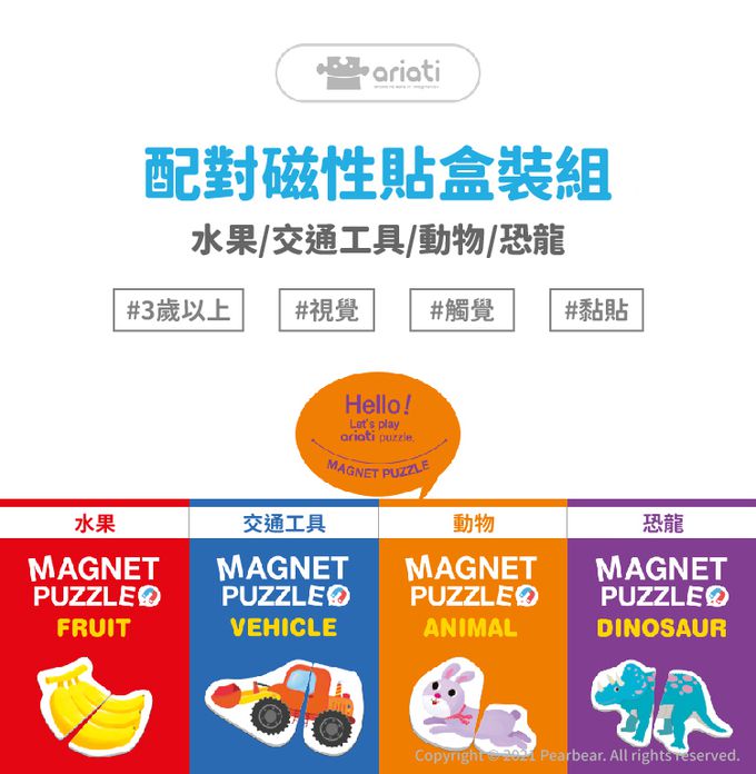 韓國 Ariati - 配對磁性貼盒裝組-恐龍