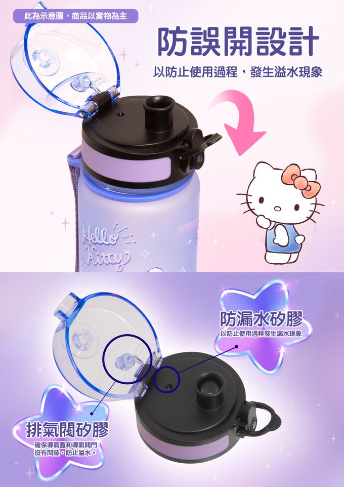 怡寶 | 夢幻水晶凱蒂 彈蓋兒童水壺/水杯(500ML)-紫色