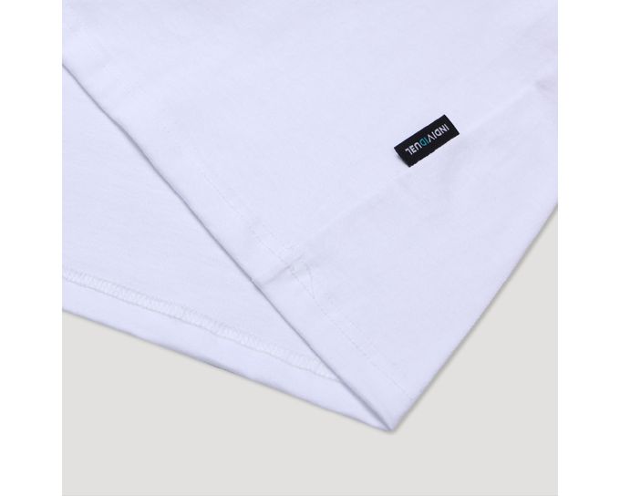 韓國 INDIVIDUEL - 活力字母印連帽短袖上衣-白