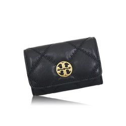 TORY BURCH - 菱格紋鑰匙卡夾包 (黑色)