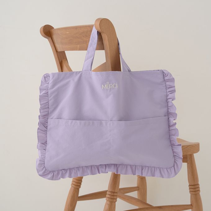 日本 Lycee mine - 防潑水 荷葉邊大容量上學包-小花-藍 (33x43cm)