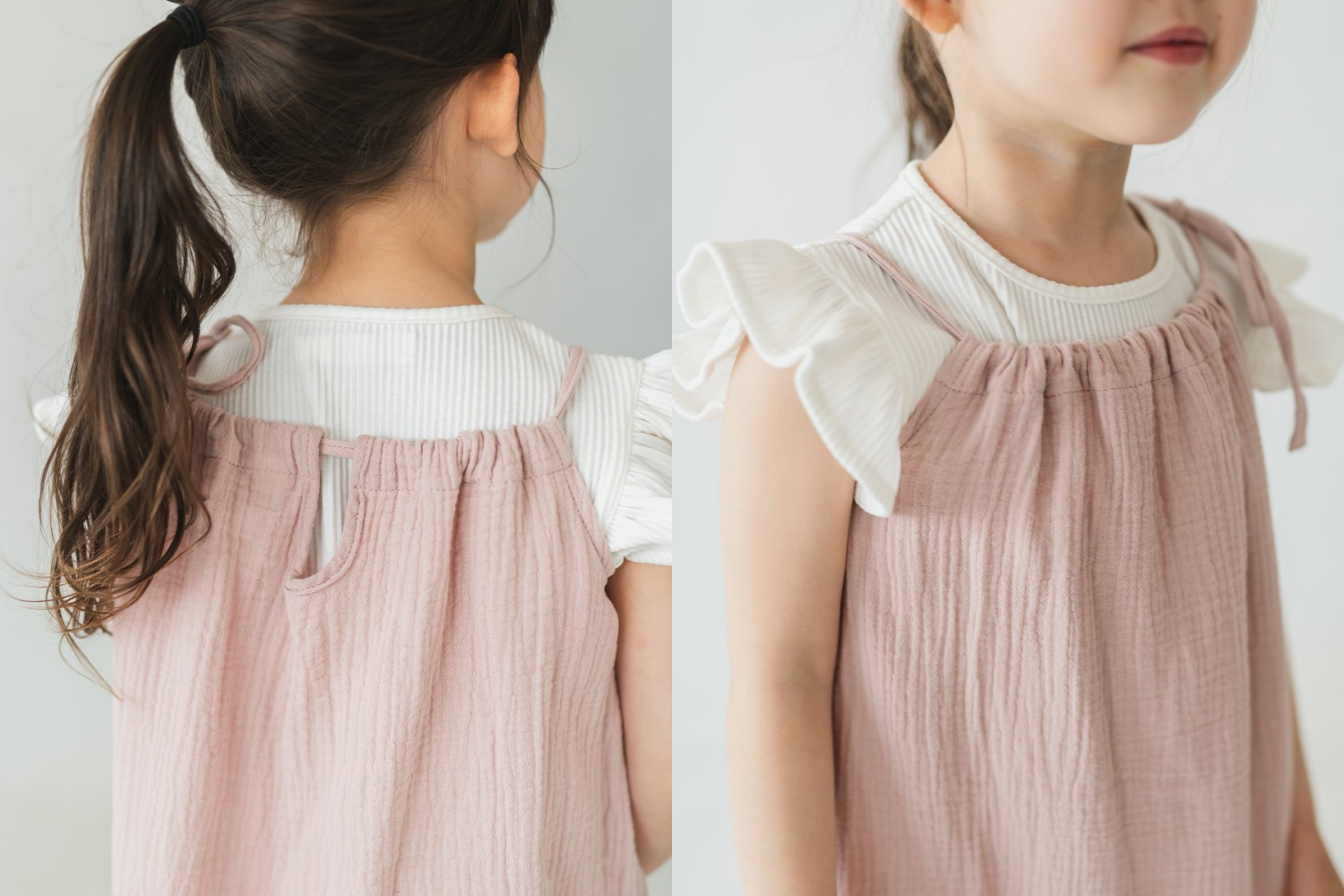 日本 riziere - 純棉二重紗細肩綁帶洋裝-櫻花粉