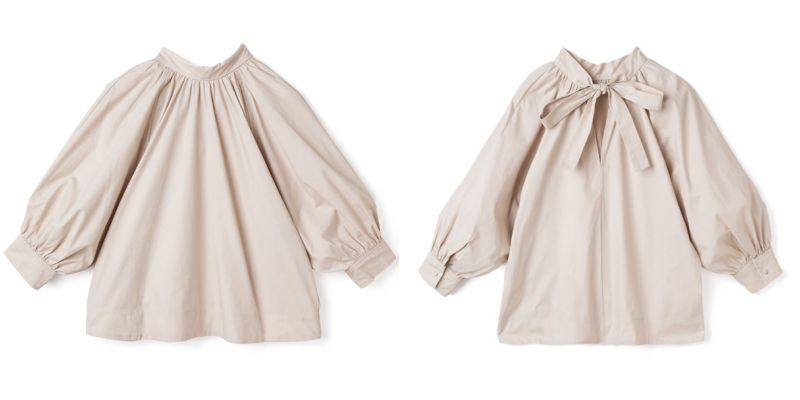 日本 GRL - 美背後綁帶七分袖上衣-淺米杏