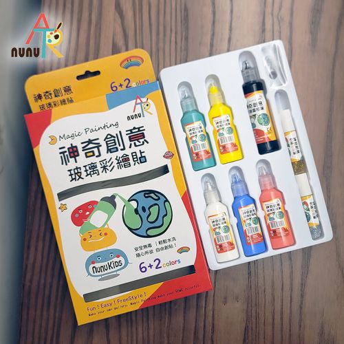 玩色系列- MIT無毒創意玻璃彩繪貼 - 6+2入門組