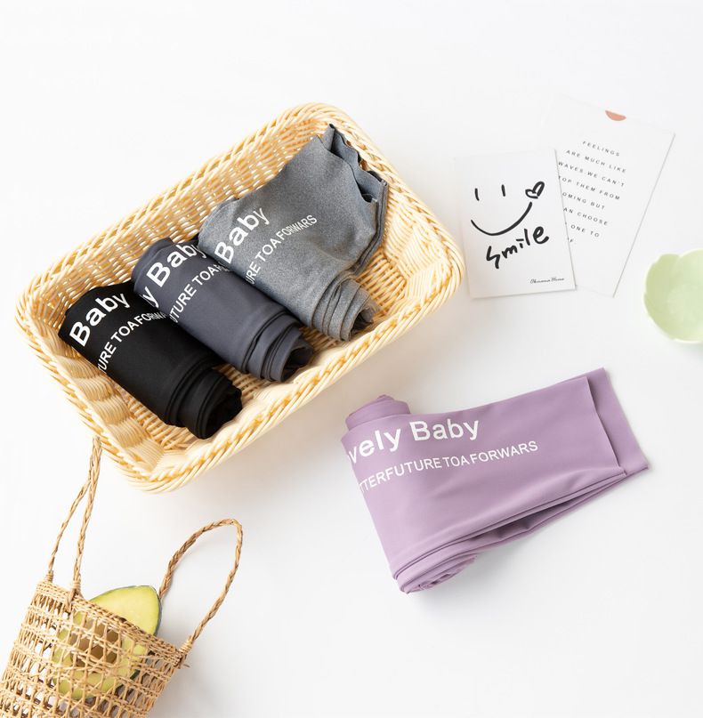 FANMOU - 高腰彈力內搭褲/瑜珈褲-英文字母-深藍色