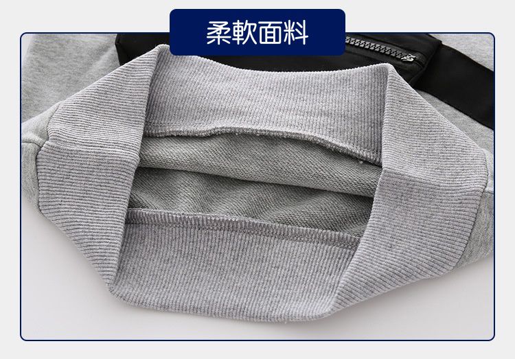 WELLKIDS - 圓領休閒百搭長袖上衣/大學T-胸前小包包-灰色