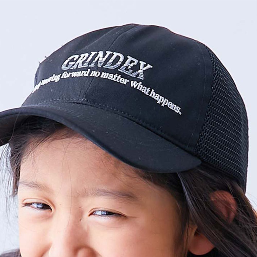 透氣網眼休閒卡車帽(可親子裝)-英文字-黑