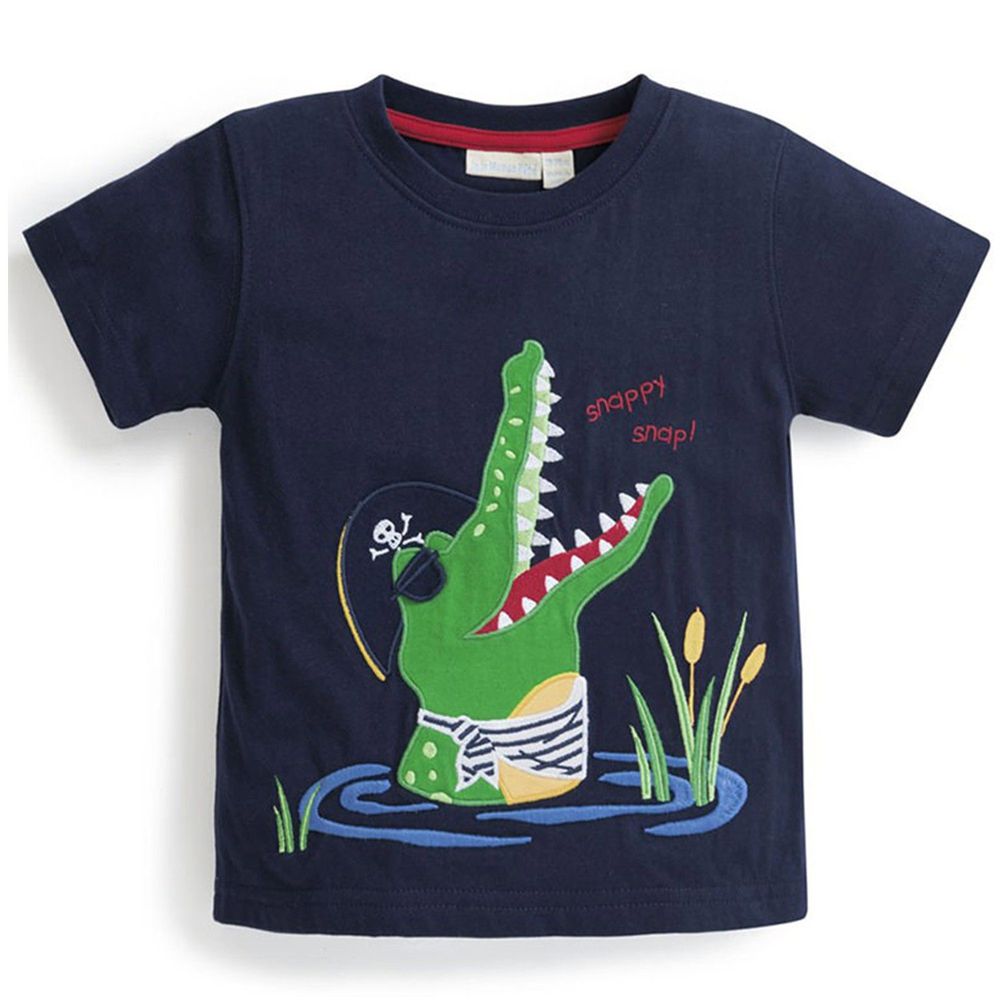 英國 JoJo Maman BeBe - 嬰幼兒短袖純棉上衣單入組-快樂鱷魚