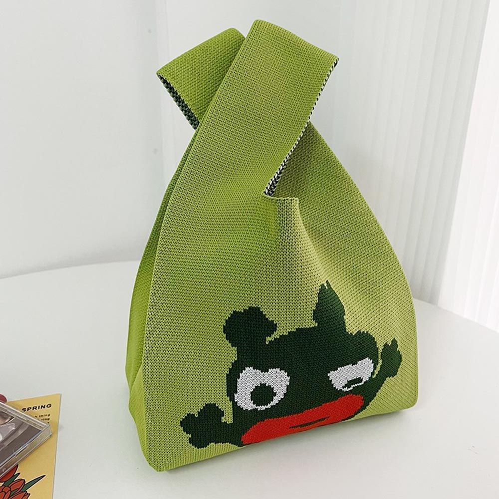 輕便休閒針織手拿包/手提包-小怪獸-綠色 (20x35cm)