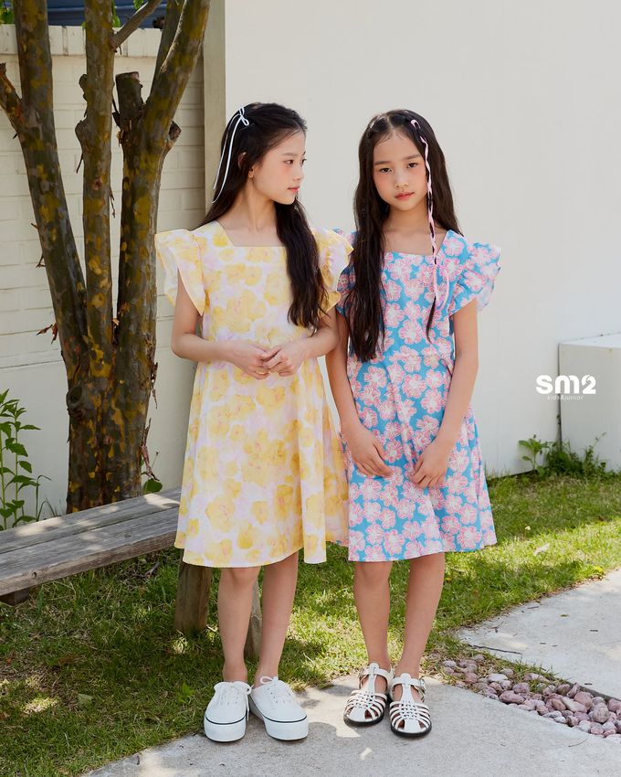 韓國 sm2 - 花朵印後背交叉背心洋裝-粉花