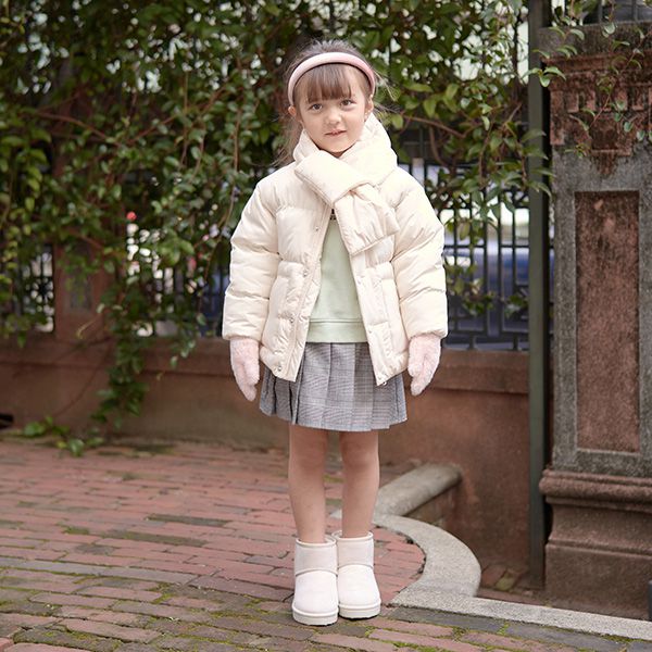 日本 Lycee mine - 馬卡龍色蓬鬆保暖外套(附圍脖)-水藍