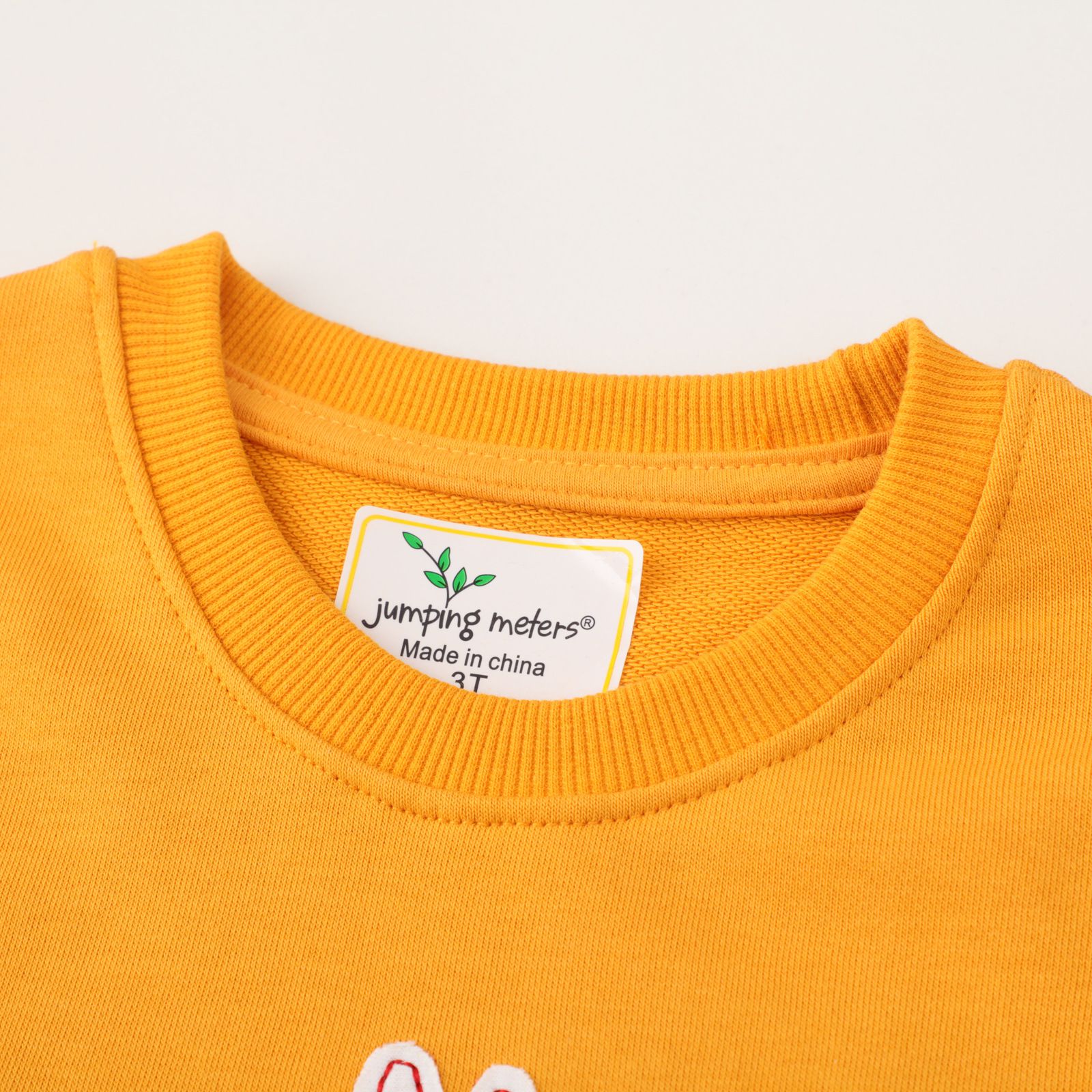 Jumping meters - 圓領棉質長袖上衣/大學T-消防車-橘黃色