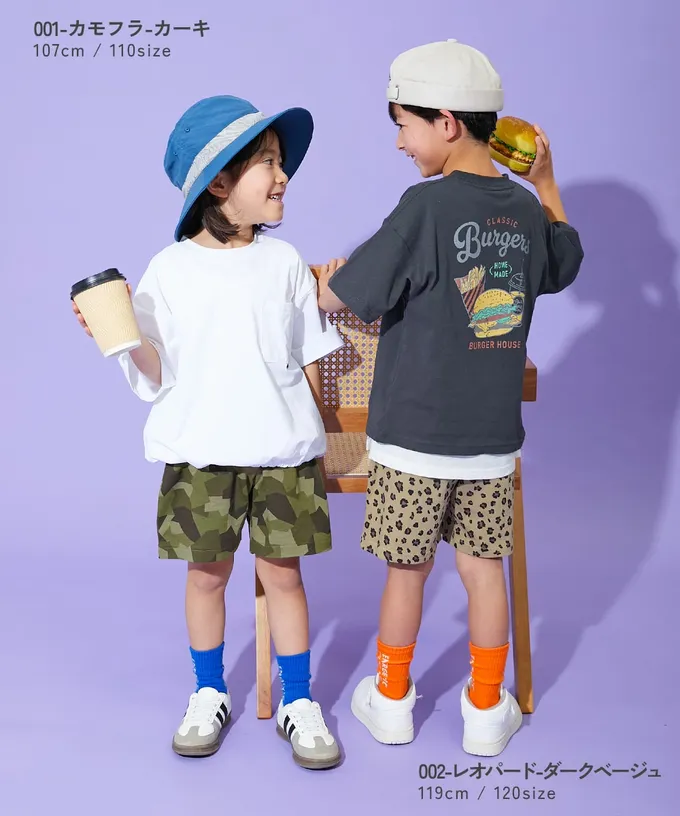 日本 devirock - 夏日印花純棉寬版短褲-BUZZ-黑