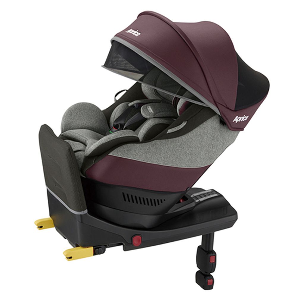 日本 Aprica - 迴轉式座椅嬰幼兒汽車安全座椅-Cururila Plus ISOFIX RD-勃根地玫瑰-0-4y