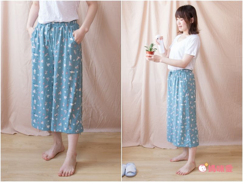 日本涼感服飾 - DRY 涼爽快乾舒適家居長褲/睡褲-小花貓-粉 (M-L Free)