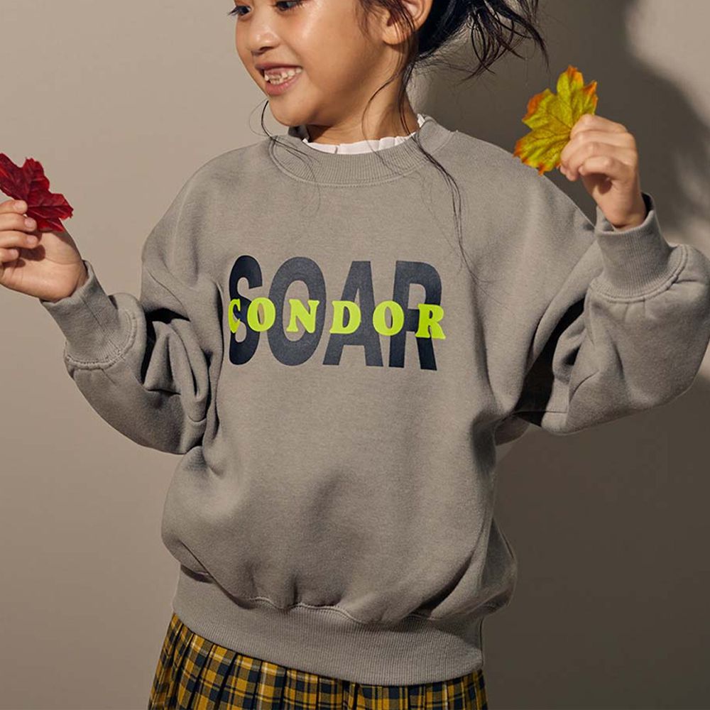 裏起毛個性印花大學T-SOAR-深棕