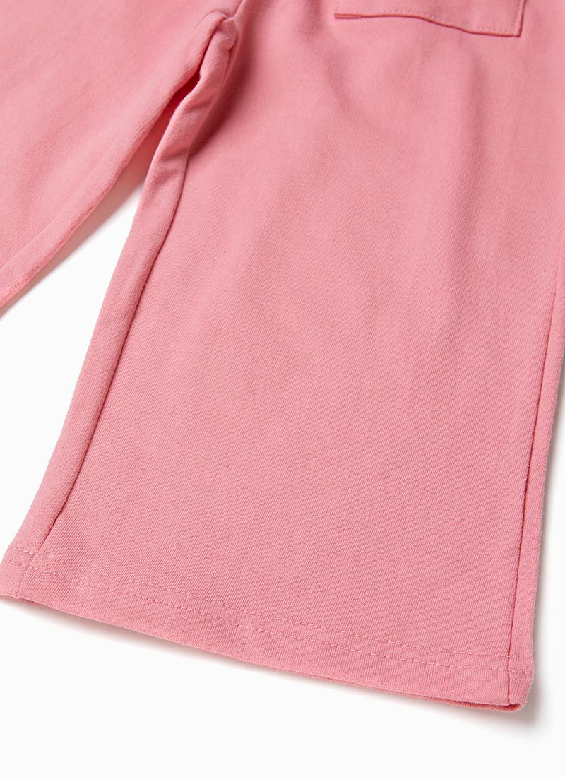 韓國 OZKIZ - HAHA笑臉休閒長袖寬褲套裝-米X粉