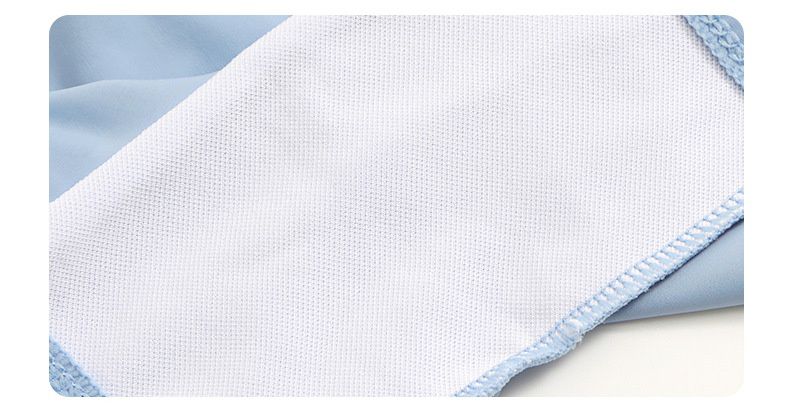 大童女孩運動風短袖連身裙泳衣-拼色款-粉+白+藍