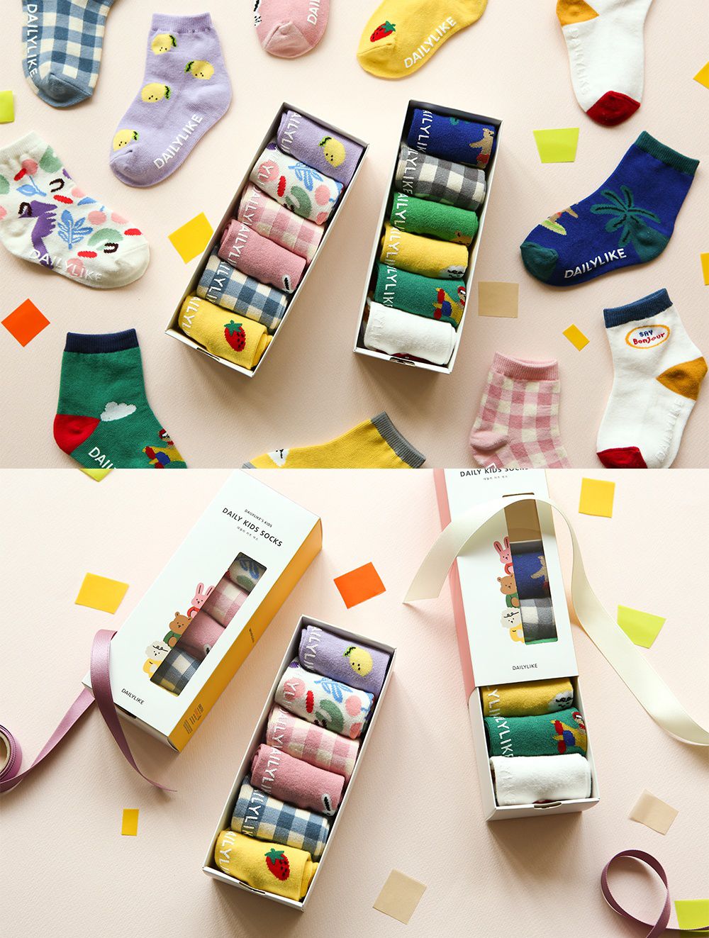 韓國 Daily Like - 兒童襪子/中筒襪6入組-1