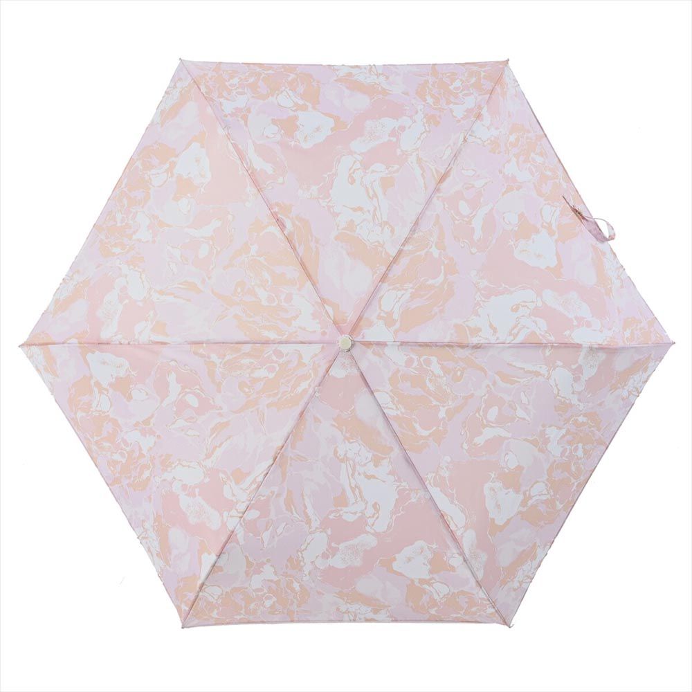 日本 nifty colors - 抗UV輕量 晴雨兩用折疊傘-夢幻波浪-櫻粉 (直徑98cm/195g)