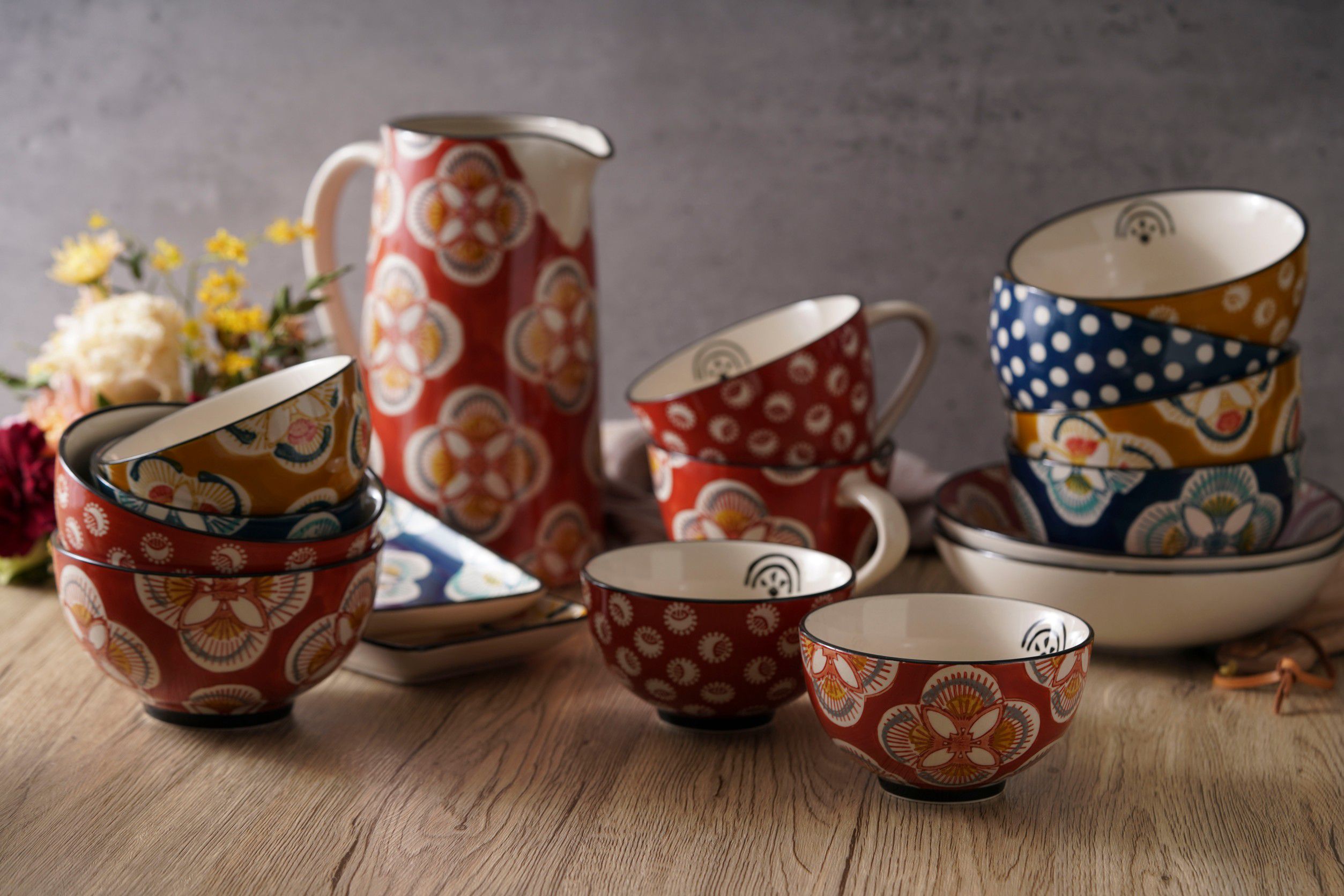 amadeus imany - 花磚小餐碗-藍/黃