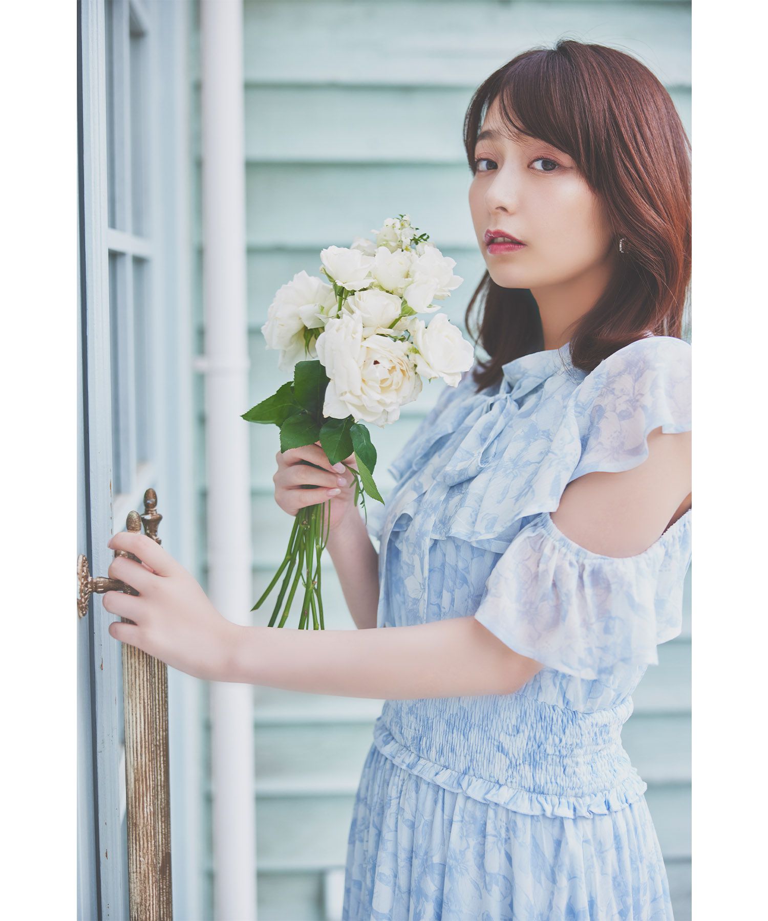 日本 tocco-closet - 浪漫時光碎花雪紡洋裝-寶貝藍