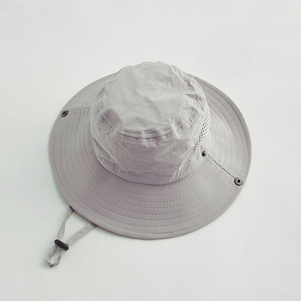 日本 b-ROOM - 抗UV側邊網眼百搭遮陽帽-淺灰 (50-54cm)