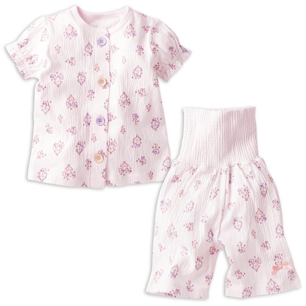 短袖家居服 穿衣練習-前開式 獨角獸-紫色