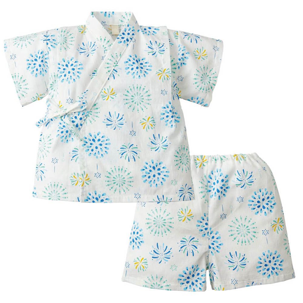 兩件式甚平-煙火-米白色-日本製