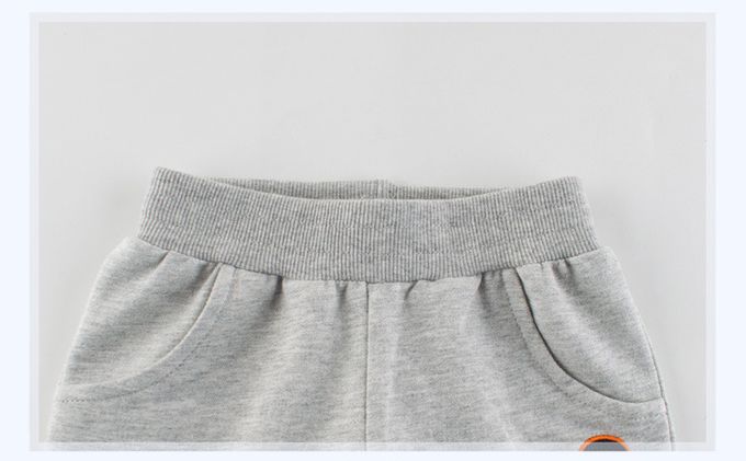 口袋恐龍五分褲-花灰