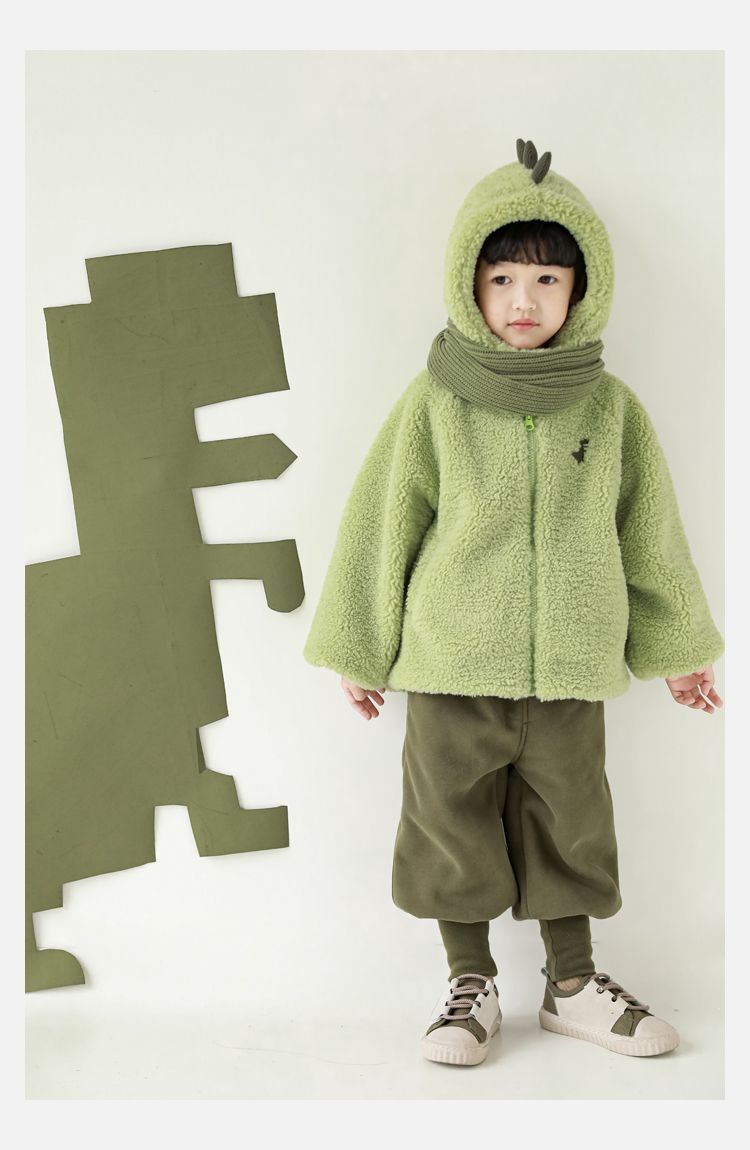 TONGMO - 羊羔絨立體造型外套-恐龍-綠色