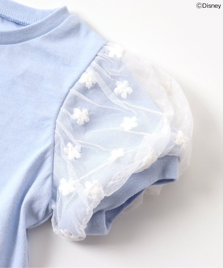 日本 apres les cours - 迪士尼 公主蕾絲澎澎短袖上衣-冰雪奇緣-水藍