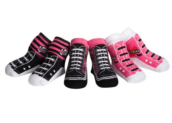 美國 Jazzy Toes - 時尚造型棉襪/止滑襪/假鞋襪/嬰兒襪_三入禮盒組-帆布鞋造型襪