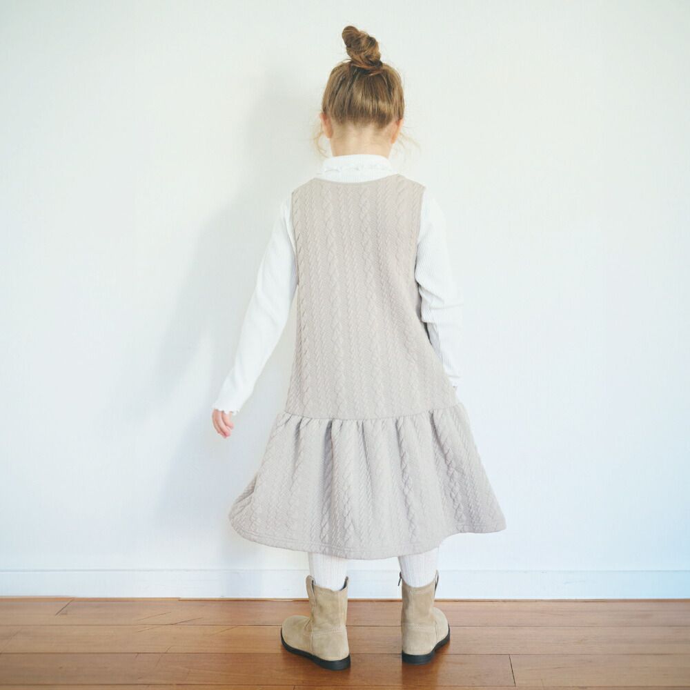 日本 evercloset - 立體緹花編織可愛背心裙-海軍藍