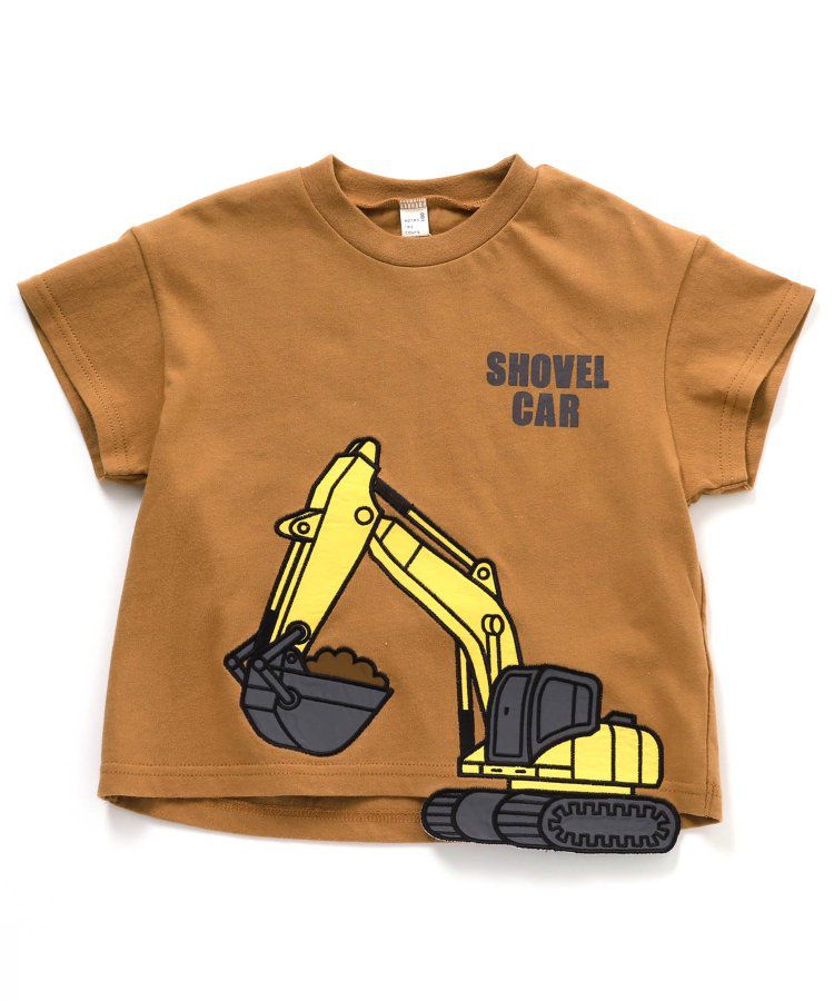 日本 apres les cours - 搶眼造型印花短袖上衣-挖土機-摩卡