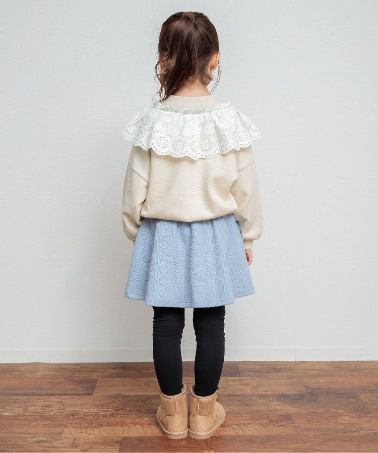 日本 BREEZE - V領蕾絲摺邊長袖上衣-薄荷