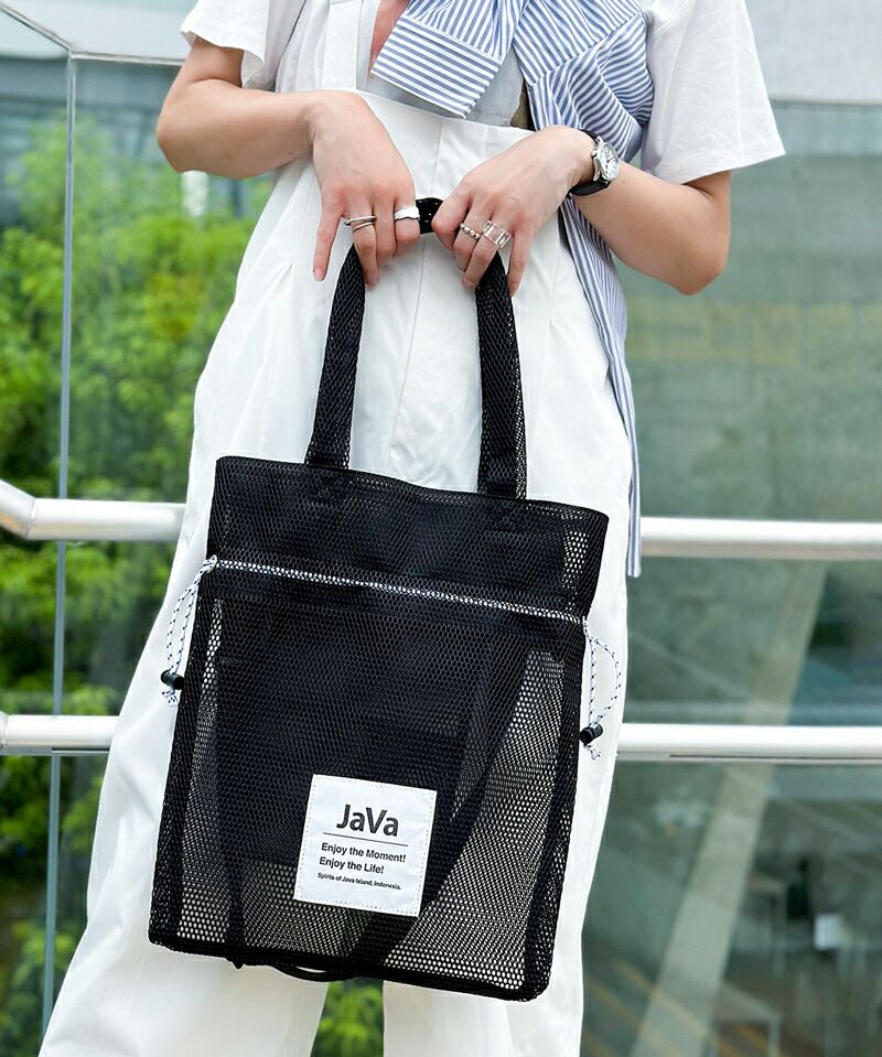 日本 Classical Elf - Java聯名 休閒抽繩洞洞提袋-深藍